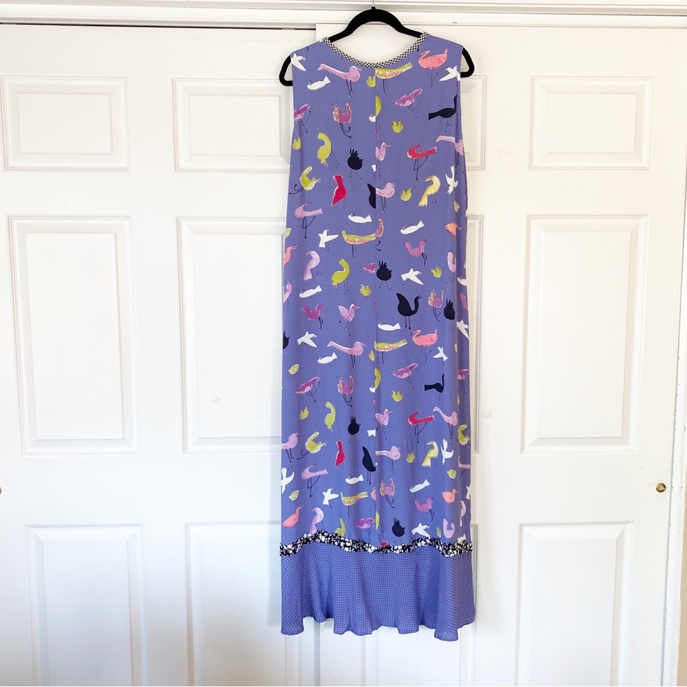 Vintage Maxi Dress 80’s Sleeveless Whimsical Birds L - Picture 2 of 14